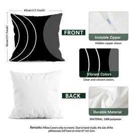 SEVENWELL Black White Grey Cushion Covers 45x45cm Set of 4 Geometric Cushion Cases Abstract Decorative Pillow Covers for Sofa Couch Bed Outdoor