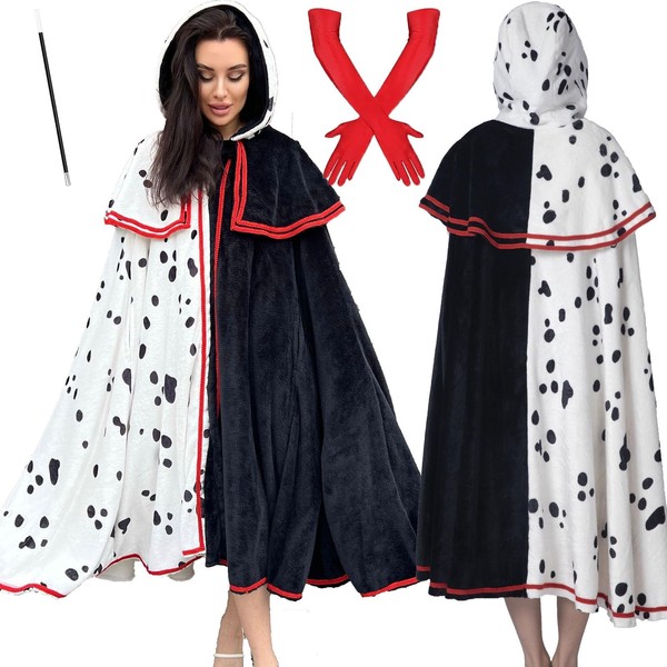 MAISUIZI MAISUIZI Cruella Deville Costume Adult Black White Cruella Deville