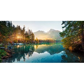 AWERT 36x18 inches Nature Landscape Aquarium Background River Mountain Autumn Scenery Fish Tank Background Vinyl Background