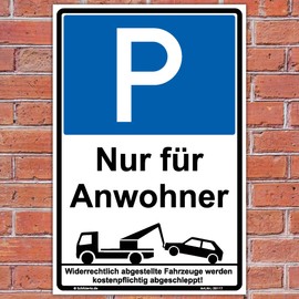 Sign "Parken nur für Anwohner" Sign 300 x 200 mm Portrait Sturdy Aluminium Composite Panel 3 mm Thick