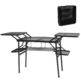 CDEN Camping Table, Camp Tables for Grills, Folding Table, Tailgate Table, with Side Table, 4 Side tablese, mesh net, for Camping, Picnic, BBQ