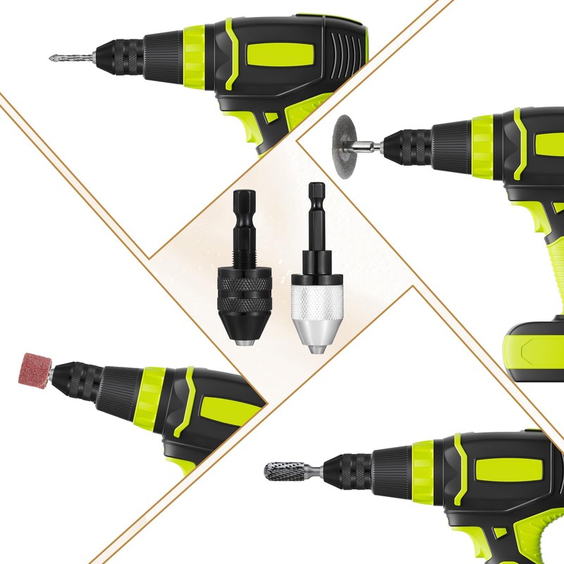 2 PCS Keyless Drill Chuck Adapter, Drill Chuck for Impact