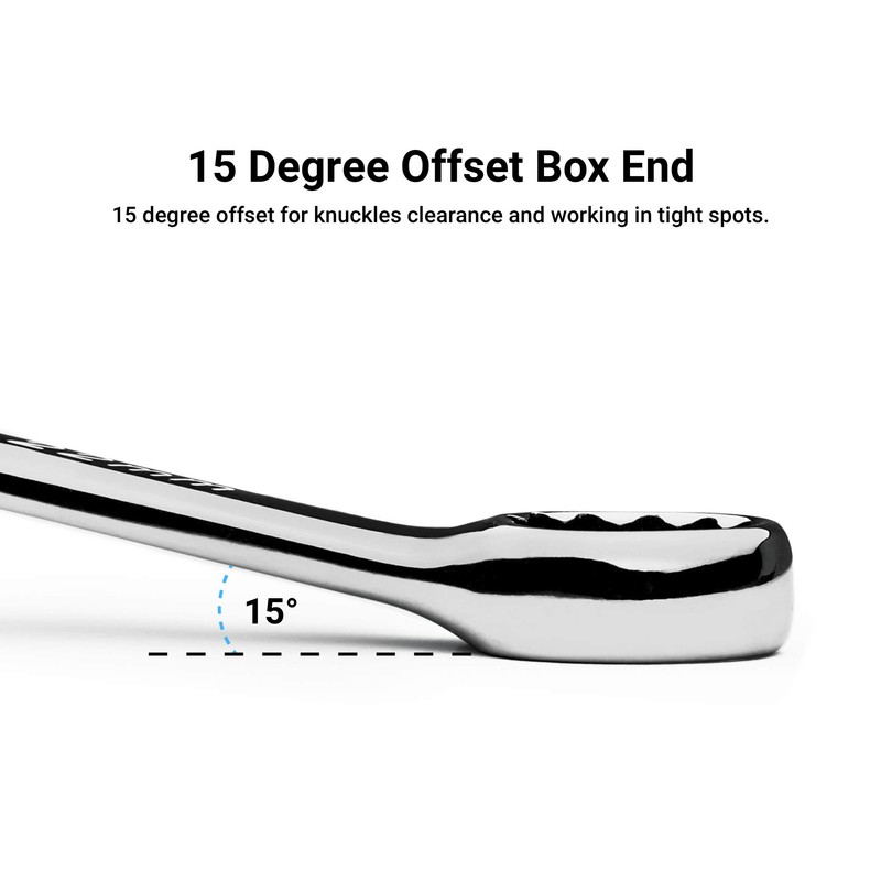 Capri Tools 15 mm Combination Wrench, 12 Point, Metric, Chrome