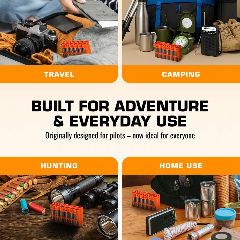 AA Battery Storage Caddy by Storacell, Orange, Holds 12 Batteries