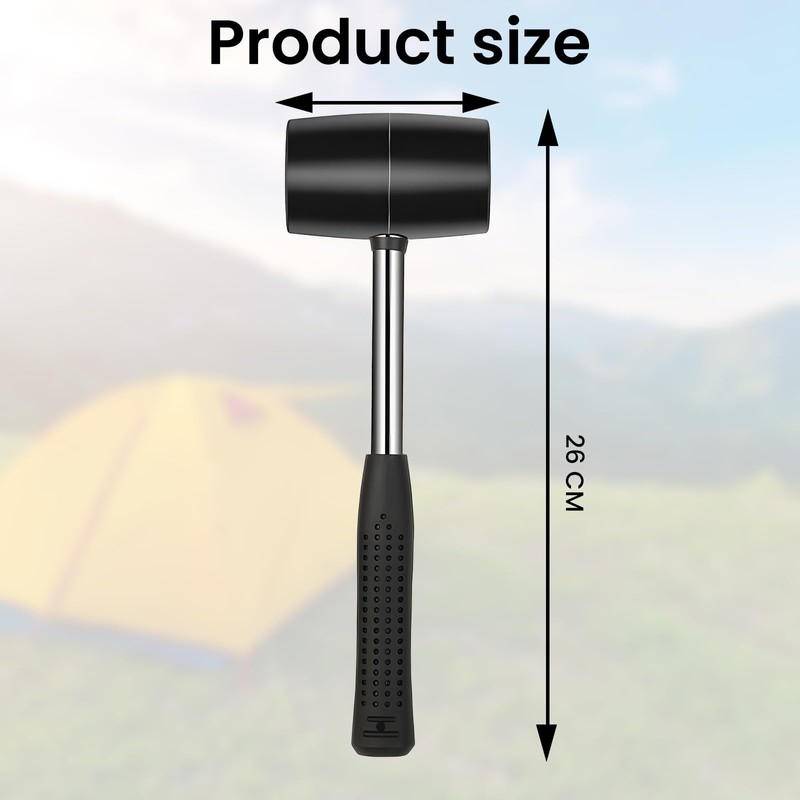 YCLFHOO Rubber Mallet,12oz Camping Hammer with Sturdy Handle,26 * 8cm