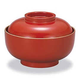 Mitani M17044-3 Yamanaka Lacquerware Soup Bowl, Vermilion, 5.2 inches (13.3 cm), Yamanaka Lacquerware, Four Seasons, Zoni Bowl, Shubuchi Gold Painted