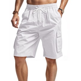 TRFIC Mens Cargo Shorts Casual Solid Color Lightweight Summer Outdoor Work Cargo Shorts with Multi Pockets