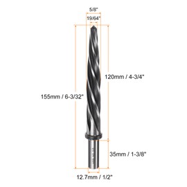 sourcing map Taper Chucking Reamer 5/8" M2 High Speed Steel Spiral Flutes Bridge Reamer Bit with 1/2" Shank for Metal Alloy Aluminum Wood Plastic Hole Reaming