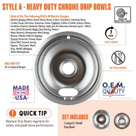 Range Kleen 12782XCD5 Style A Chrome Drip Pans, 6" and 8" - 2 Count (Pack of 1)