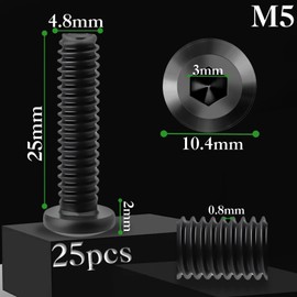Pack of 25 M5 x 25 mm Flat Head Screws Hexagon Socket Stainless Steel A2 V2A Black M5 Screws Flat Head Full Thread Stainless Steel Screws with Allen Key for Household Appliances Industrial Machines