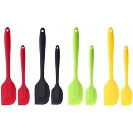 2 piezas Raspador de silicona Mango largo Crema de pastel de silicona de grado alimenticio Espátula Herramienta para hornear Barra de agitación Harina Hoja de resistencia a altas temperaturas para hornear Cocinar BBQ (Negro)