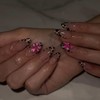 Press On Nails with Nail Glue, 3D Flower Leopard Print