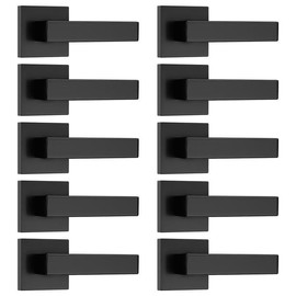 Probrico 10 Pack Dummy Door Levers Black Door Handles for Closets French Doors Heavy Duty Square Dummy Door Lever Non-Turning Single Side Pull