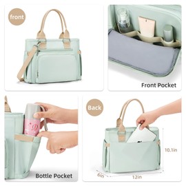 Insulated Lunch Box & Lunch Bag for Women - Classic Reusable Lunch Tote Bag for Adults Simple Stylish Ladies Cooler Bag Portable Leakproof Lunchbox bag for Work/Picnic,(Light Green 12L)