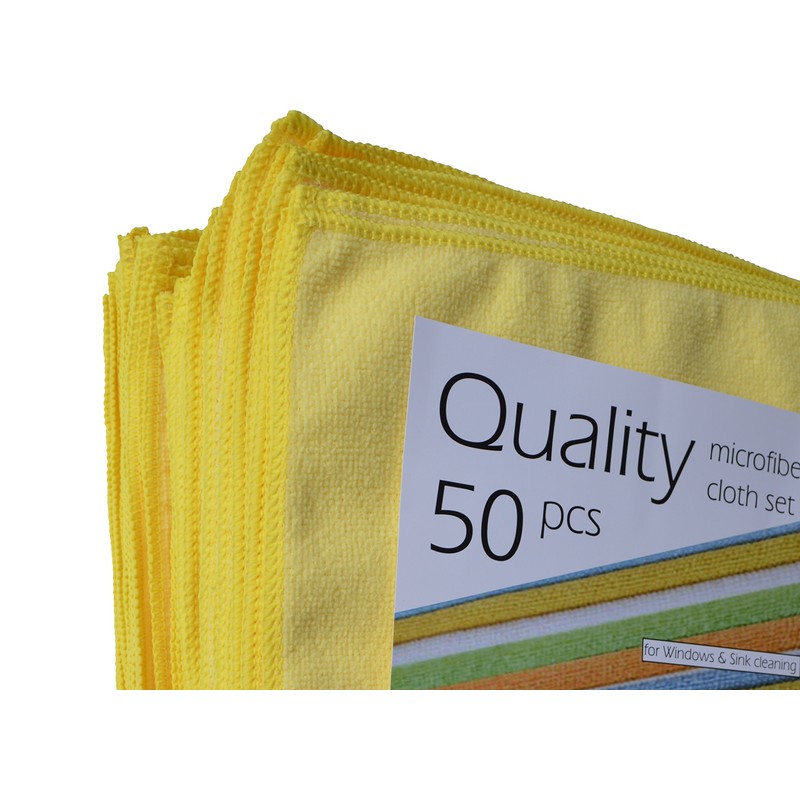 Quality Microfiber Cleaning Cloth 50pc Yellow