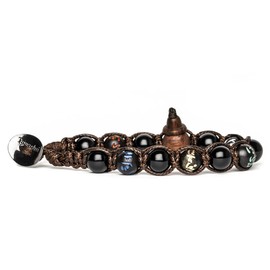 TAMASHII Mantra BHS200-01 Tibetan Onyx and Oriental Wood Bracelet Taglia unica Cotton Onyx, Cotton, Onyx