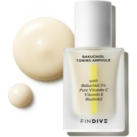 FINDIVE Ampolla Tonificante Oficial De Bakuchiol, 3% De Bakuchiol, Alternativa Al Retinal De Origen Vegetal, Vitamina C Pura, Vitamina E Pura, Bisabolol, Sérum Iluminador Y Antiarrugas, 30 Ml.