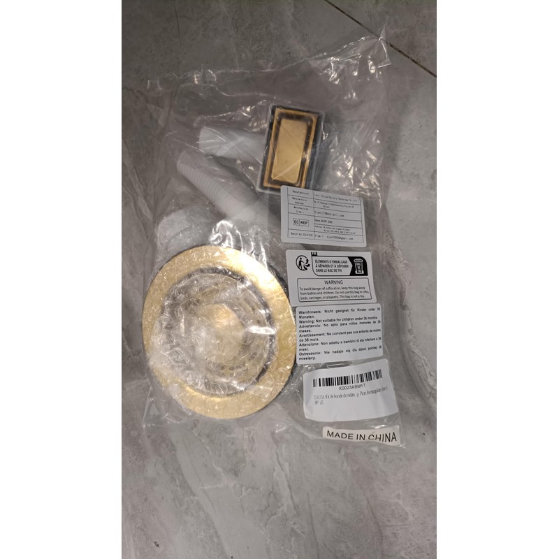 TALEA Kitchen Sink Drain Set Gold Filter with Overflow Rectangular