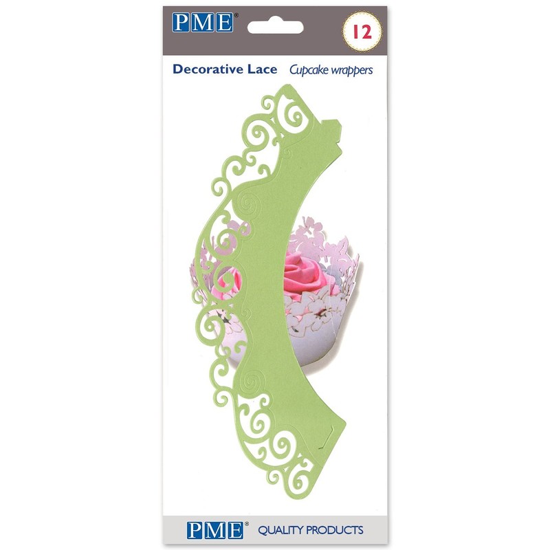 PME CW924 Light Green Swirls Cupcake Wrappers, Pack of 12,