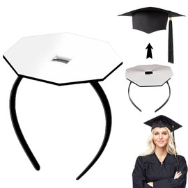 Ecuupas Octagon Graduation Cap Headband,Adjustable Black Hairband for Graduation Hat, Firm Anti-fall Grad Cap Hair Hoop Hat Accessories for Graduates, Students, Women(02, Large)