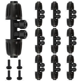 Kalolary 10PCS 1/2'' to 1/4'' Barbed Tee Quick Connector, Push-to-Fit Drip Irrigation Fittings Anti-leak Locked Splitter Fitting for Irrigation Tubing with 4-Way Connector& 4 Plugs