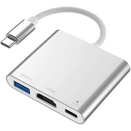 Adaptador USB C a HDMI, 3 en 1 Adaptador Tipo C Multipuerto USB C Hub con Salida HDMI 4K, Puerto USB 3.0 y Puerto de Carga USB-C Nuevo Mac AirSurface