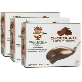 Instant Chocolate Pudding Mix - All Natural Chocolate Pudding Mix by Garden Desserts | Quick Vegan Dessert, Gluten Free, Kosher 4 Oz (Chocolate, 3 Pack)