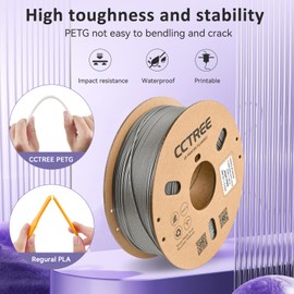 CCTREE PETG Filament 1.75mm, High-Speed 3D Printer Filament 1KG, Stronger Toughness, Dimensional Accuracy +/- 0.03mm, Fit for Creality, Bambu Lab, Anycubic, ELEGOO FDM Printers, Galaxy Silver