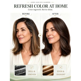 Leorx Dark Brown Hair Dye Shampoo 3 in 1, 15 Min Fast Natural Gray Coverage