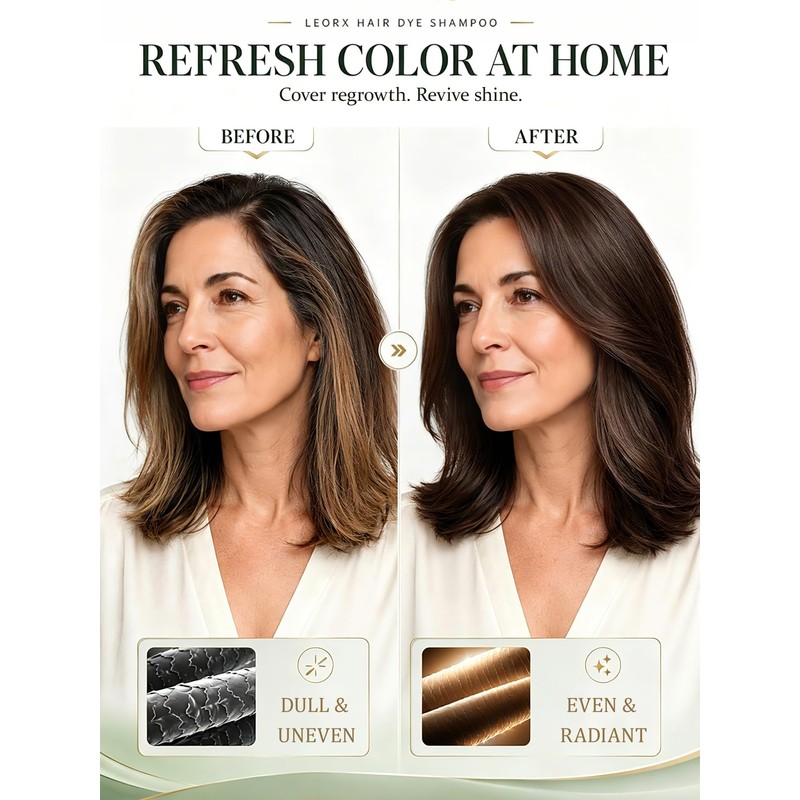 Leorx Dark Brown Hair Dye Shampoo 3 in 1, 15
