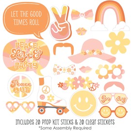 Big Dot of Happiness Stay Groovy - Boho Hippie Party Photo Booth Props Kit - 20 Count