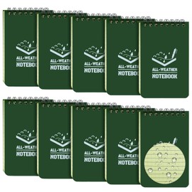 10 Pack wasserdichtes Notizbuch, 3x5 Zoll Taschen-Notizblock, Allwetter-Taschen-Notizbuch, Schreiben im Regen Mini-Spiral-Notizblock mit Raster, Steno-Memo-Blöcke für draußen, Büro, Schule (grün)