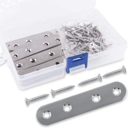 Swpeet 20Pcs 80mm Stainless Steel Flat Straight Metal Brace Brackets Joining Plate with Screws Perfect for Mending Repair Plates Fixing Bracket Connector (80×17×2mm)