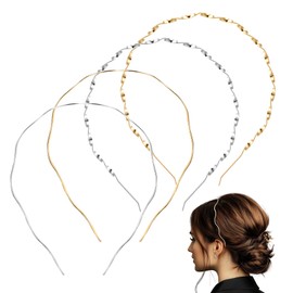 ValueBargain 4Pcs Metal Headbands, Gold & Silver Headband Metal Hair Band for Men and Women Designer Cute Head Bands for Teens & Adults