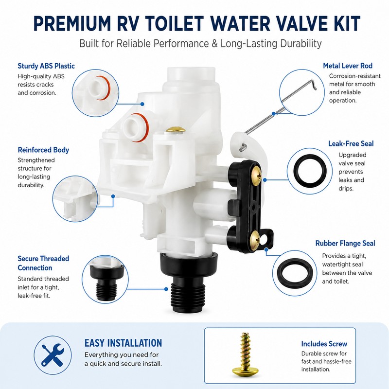 RV Toilet Water Valve Kit for Leak Repair – 31705