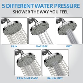 WEAQUA High Pressure Shower Head 2 PACK - 5 Spray Modes, 72 Nozzles, Modern Chrome Design, Easy 1-Min Install – Fixed Replacement Shower Head for Bathroom (STD-SHWR-HD02)