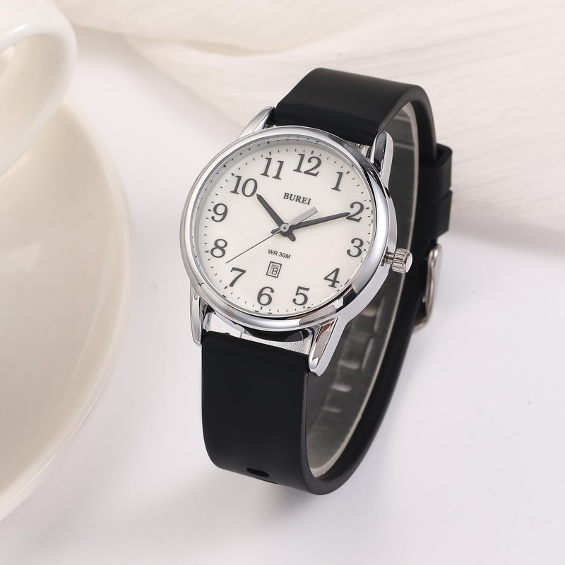 Womens Minimalist Watches Black Silicone Ultra Thin Analog Quartz Waterproof