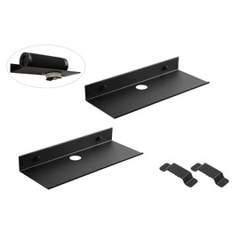 Z metnal Metal Floating Shelves with Cable Clip, Small Shelves for Bluetooth Speaker Router Cameras, Wall Mounted, Display Shelf, Matt Black, Aluminum, 12 inch,2 Pack