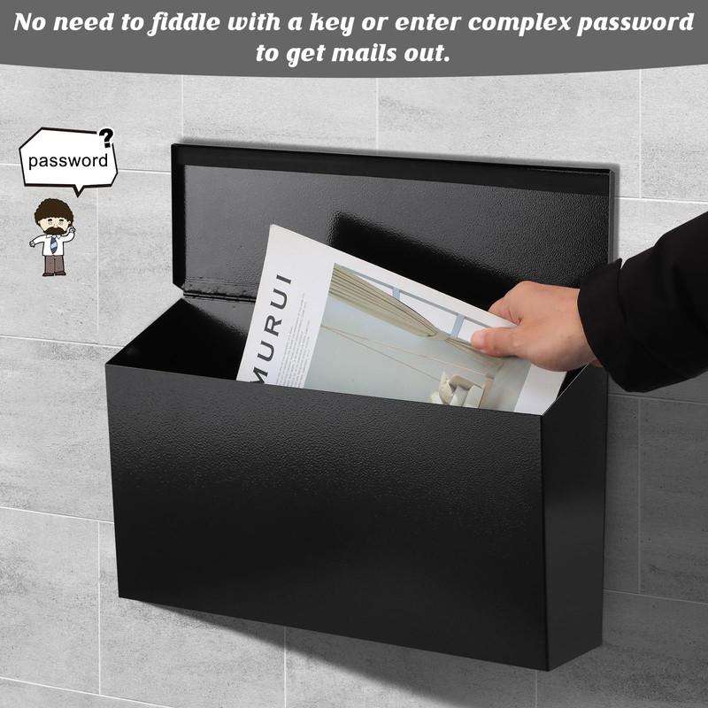 KYODOLED Wall-Mount Mailbox for House, Large Capacity Mail Box, Galvanized