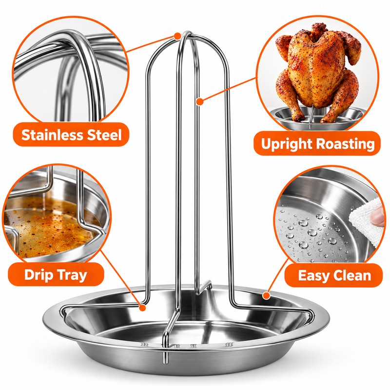 Chicken Roaster Rack for Grilling – Stainless Steel Roasting Stand