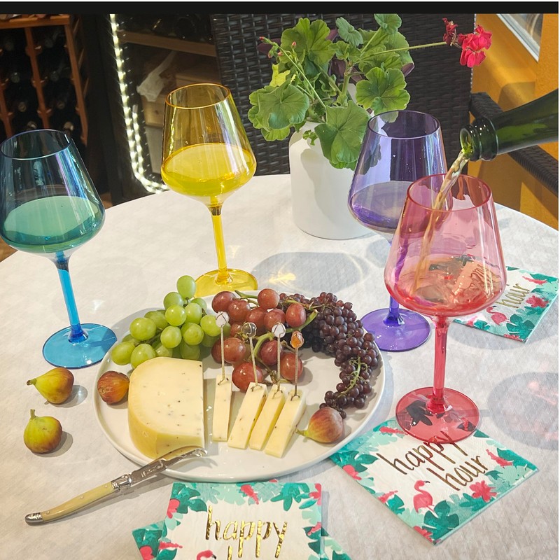 Lily's Home Acrylic Wine Glasses with Stems. Set of 4