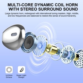 Kicoeon Wireless Earbuds, Bluetooth Headphones 48H Playtime Ear Buds with LED Power Display, IPX7 Waterproof Bluetooth 5.4 Earphones in-Ear Earbuds with 4 Mic for Android iOS Cell Phone Laptop, Black