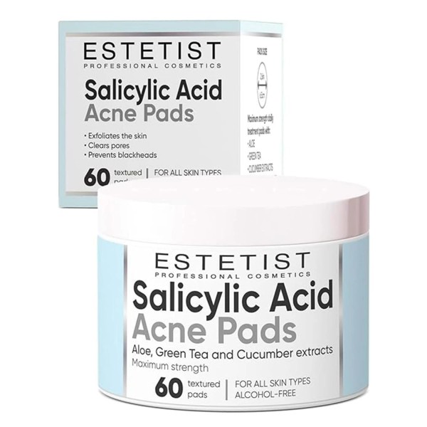 Estetist Best Glycolic & Salicylic Acid Face Pads, Exfoliating Acne