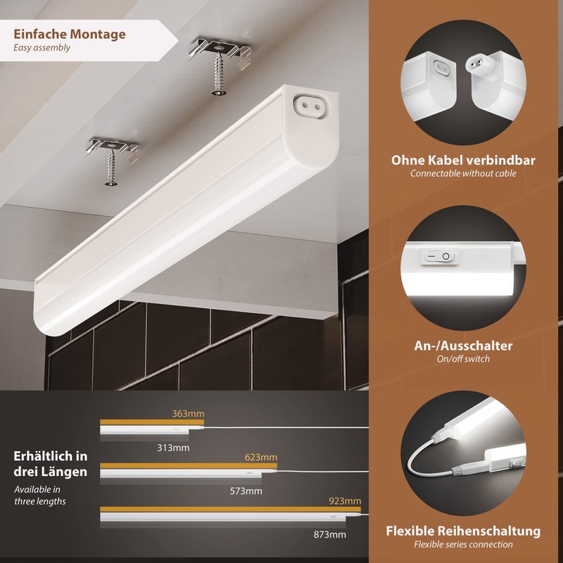 Parlat LED Under-Cabinet luminaire Rigel, 31.3cm, 445lm, White, BS