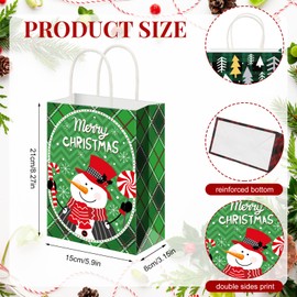 Cholemy 40 Pack Christmas Gift Bags with Tissue Paper Bulk Reusable Christmas Tote Bags with Handles Kraft Christmas Goody Bags for Xmas Wrapping Candy Goodie Party, 8 Styles (Medium)