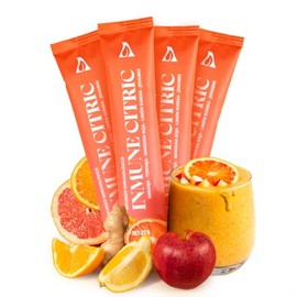 Amorasana Inmune Citric - Mix de Cítricos, Jengibre y Manzana roja Liofilizada - Caja con 4 Sobres - Shot de Vitamina C para Defensas - Sin Azúcar, Vegano y 100% Natural