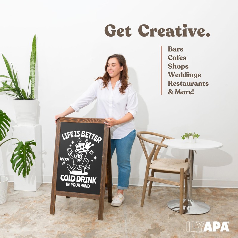 Ilyapa Wooden Sandwich Board Signs Outdoor A Frame Chalkboard Sign