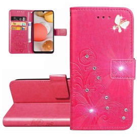 LEMAXELERS OPPO Realme 8I Hülle,OPPO Realme 8I Handyhülle Prägung Glitzer Diamant Schmetterling Clover Flip Case PU Leder Cover Magnet Schutzhülle Handytasche für OPPO Realme 8I,Clover Rose