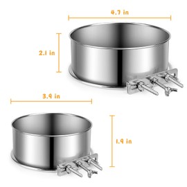 Small Dog Bowls, ShineMe 2 Pack Stainless Steel Pet Bowls Easily Affixes to Crate, Cage or Kennel - Non Spill Food & Water Bowls for Cat, Puppy, Birds, Guinea Pigs, Rabbit (4.7x2.1” & 3.9x1.9”)