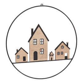 VBS Dekoring House Wreath, Diameter 30 cm, Decorative Wreath, Advent Wreath, Wooden Decoration, Craft Supplies, Wall Decoration, Christmas Decoration, DIY Wreath for Door, Wall or Table, Rustic